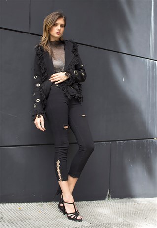EYE-LET BLACK BLAZER