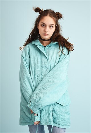 80'S RETRO ATHLEISURE SPORTS SHIMMER OVERSIZED PARKA JACKET