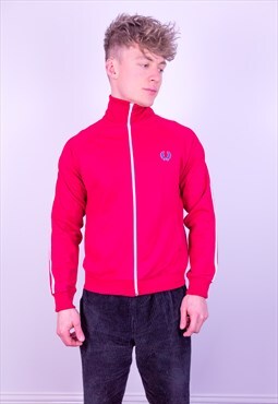 Vintage Fred Perry Striped Jacket in Red Small