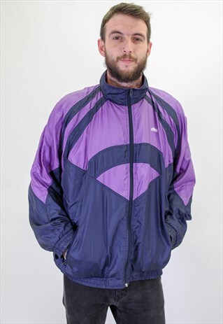 VINTAGE FESTIVAL PATTERN SHELL JACKET IN PURPLE XL