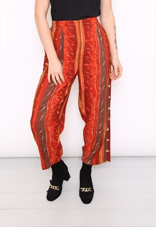 VINTAGE 90S ORANGE BOHO PRINT TROUSERS