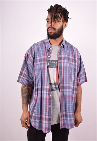RALPH LAUREN MENS VINTAGE SHIRT XL BLUE CHECK 90S