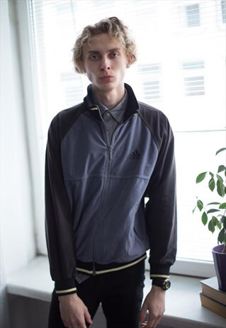 VINTAGE 90'S GREY/BLACK VELVET COLOUR BLOCK JACKET