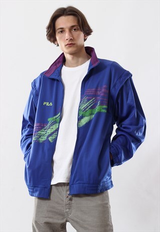 90'S VINTAGE MENS FILA PRINTED TRACK TOP SUIT JACKET