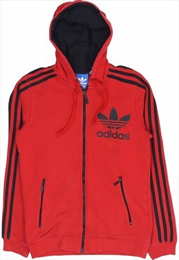 Adidas 90's Spellout Zip Up Hoodie XSmall Red