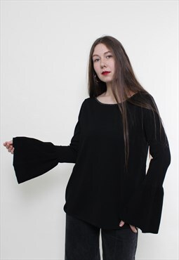 Vintage 90s wide sleeve blouse, pullover stretch blouse