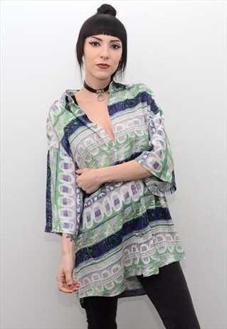 VINTAGE 90'S RETRO ABSTRACT PATTERNED SUMMER SHIRT