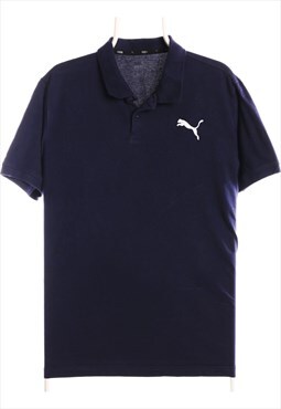 Vintage 90's Puma Polo Shirt Short Sleeve Button Up Navy Blu