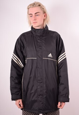 ADIDAS MENS VINTAGE JACKET LARGE BLACK 90S