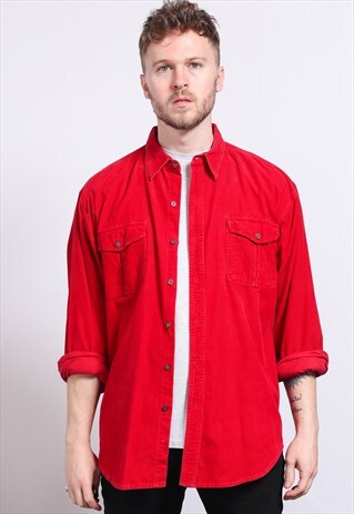 VINTAGE CORDUROY CORD SHIRT RED