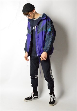 VINTAGE 90S PURPLE COLOUR BLOCK SHELL JACKET