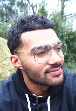 SILVER AVIATOR CLEAR LENS GLASSES