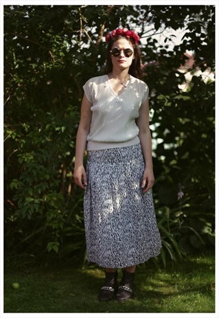 VINTAGE 80'S BLACK & WHITE MIDI SKIRT