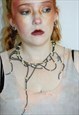 Beaded Grey And Pearl Necklace/Choker Boho Grunge Statement
