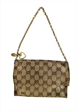Gucci Shoulder Bag Brown GG Logo Envelope Vintage