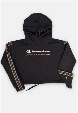 Vintage Champion black crop top hoodie womans size S