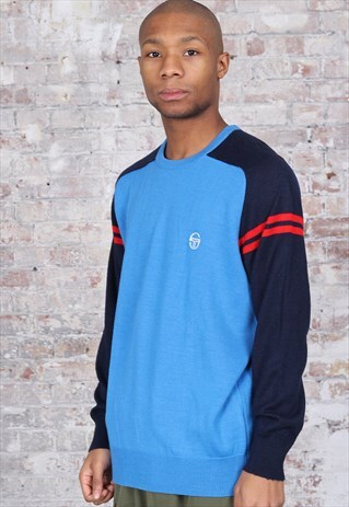 VINTAGE SERGIO TACCHINI LOGO KNIT JUMPER BLUE