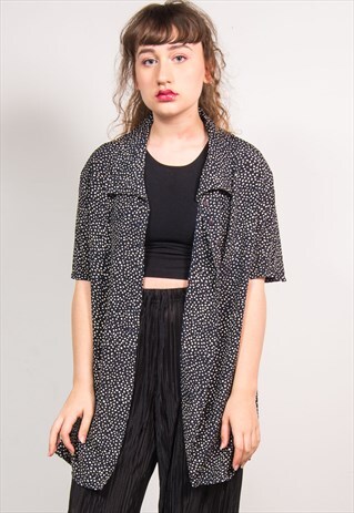 VINTAGE 90'S BLACK & WHITE POLKA DOT SHIRT BLOUSE