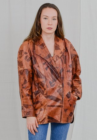 ITALIAN LEATHER JACKET NEW LINE VINTAGE 80'S PATTERNED