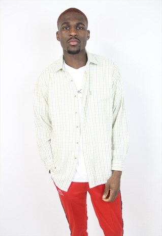 VINTAGE 90'S CREAM CHECK FLANNEL SHIRT