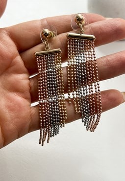 Mixed Metal Fine Chainmail Drop Earrings