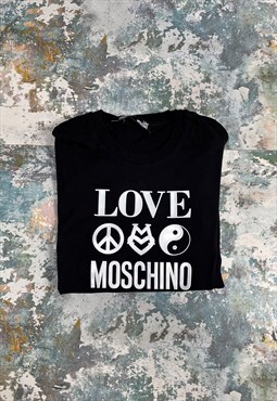 Black Love Moschino Spell Out T Shirt