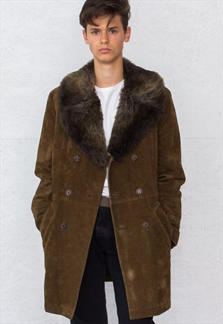 VINTAGE BROWN SHEARLING SHERPA COAT