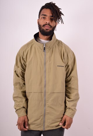 DIADORA MENS VINTAGE JACKET XL BEIGE 90S