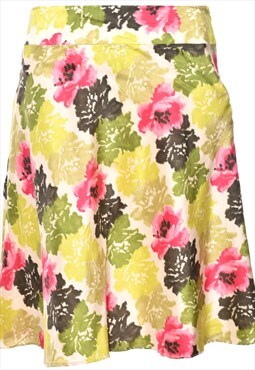 Vintage Floral Print Flared Skirt - L