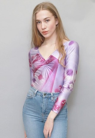 VINTAGE 1990'S AMAZING PURPLE ABSTRACT PRINT BODY