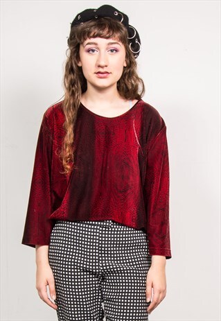 VINTAGE 90'S RED VELVET RIBBED STYLE TOP