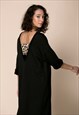 BLACK BACKLESS CAFTAN DRESS