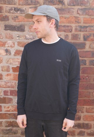VINTAGE HUGO BOSS SWEATSHIRT IN BLACK WITH LOGO
