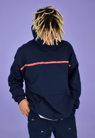 G&G UNISEX NAVY WRITING RIBBON HOOD