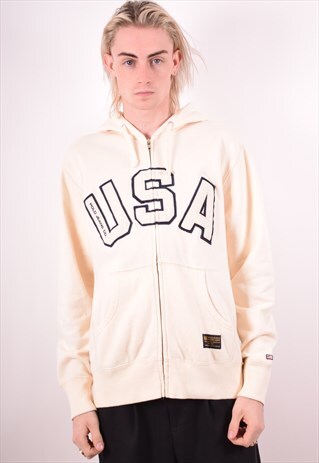 POLO RALPH LAUREN MENS VINTAGE HOODIE JACKET MEDIUM 90S