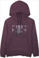 Vintage 90's Under Armour Hoodie Spellout Pullover Purple