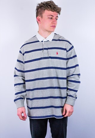 VINTAGE RALPH LAUREN STRIPED RUGBY POLO SHIRT