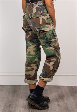 VINTAGE 90'S GRUNGE CAMOUFLAGE CARGO PANTS CAMO TROUSERS
