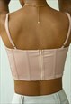 CORSET TOP SATIN CROP TOP IN CHAMPAGNE 
