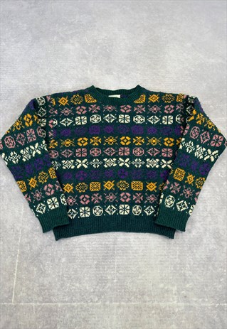 UNITED COLORS OF BENETTON SHETLAND WOOL PATTERNED SWEATER