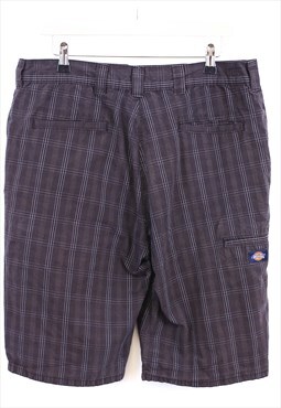 Vintage Dickies Shorts Brown Check Straight Fit With Logo 