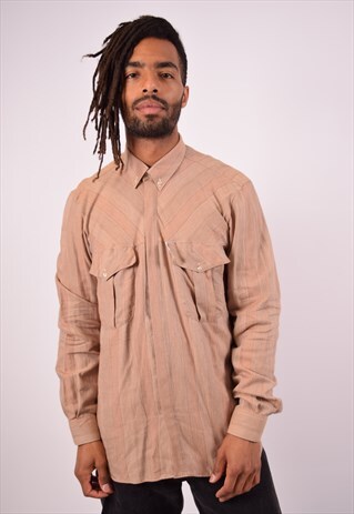 VINTAGE VALENTINO SHIRT STRIPES BROWN