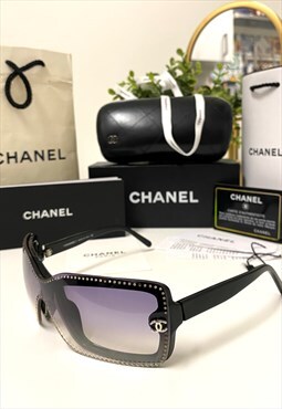 Authentic Vintage Chanel 5065-B CC Wrap Sunglasses 