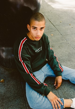 BASIC GREEN KAOTIKO SWEATSHIRT WITH BANDS