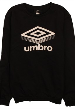 Vintage 90's Umbro Sweatshirt Spellout Crew Neck Black Small