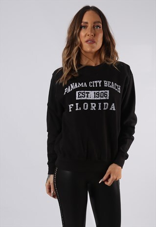 VINTAGE SWEATSHIRT JUMPER USA PANAMA BEACH PRINT 8 10 (HCCS)
