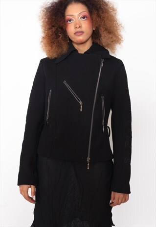 Y2K MULTIPLE ZIPS BLACK JACKET ID:1722