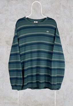 Vintage Lacoste Green Striped Sweatshirt XXL 8