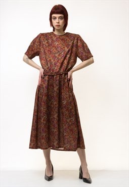 Vintage Floral Dress/ Vintage Abstract Dress