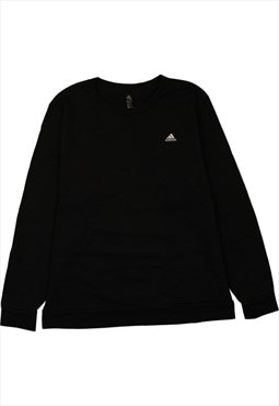 Vintage 90's Adidas Sweatshirt Lightweight Crew Neck Black